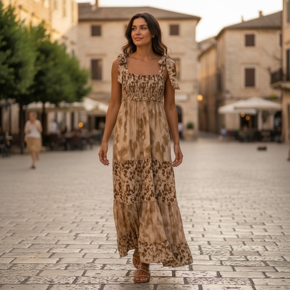 Elegant Brown Maxi Dress